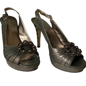 Nine West "Fancywork" Slingback Pumps Black Women's Size 6M